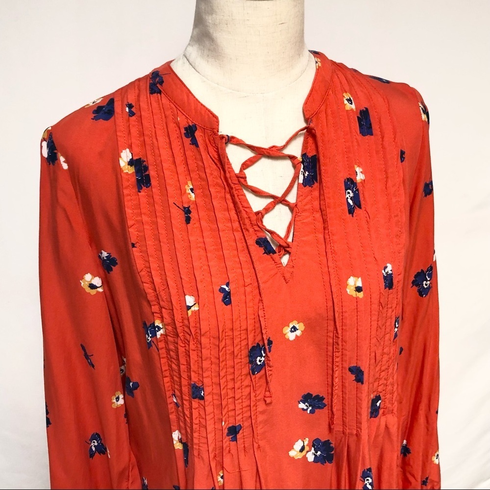Old Navy Lace Up Neckline Floral Print Dress Sz M - Picture 4 of 10